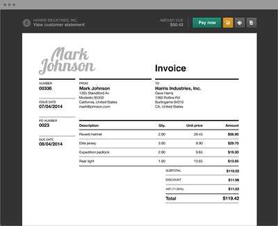 Sample electronic invoice